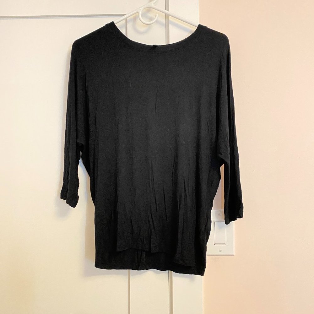 Banana Republic Black Crew Neck Tee 3/4 Sleeve Size XS Relaxed Fit